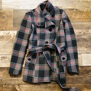 F21 Plaid Wool Blend Peacoat